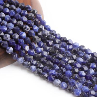 China DIY Jewelry Hand Making Natural Stone Beads Blue Pattern Stone Beads For Jewelry Making DIY Bracelet Necklace 15inch 8mm for sale