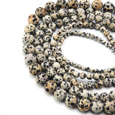 China DIY Jewelry Making Matte Frosted Spotted Stone Natural Semi-finished Loose Gemstone 6/8/10mm Spot Beads For Bracelet Necklace Jewelry Making for sale