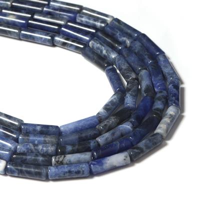 China DIY Jewelry Hand Making LUYAO Wholesale 13*4MM Cylindrical Blue Sodalite Loose Spacer Bead Beads For DIY Bracelet for sale