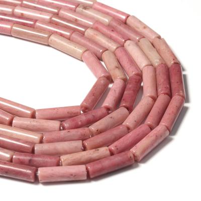 China DIY Jewelry Hand Making LUYAO Wholesale 13*4MM Cylindrical Tube Rhodonite Loose Spacer Beads For Jewelry Making for sale