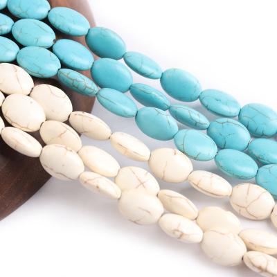 China DIY Jewelry Hand Making Wholesale Natural Turquoise Plain Oval Shape Gemstone Beads Natural Stone Beads For Jewelry Making for sale