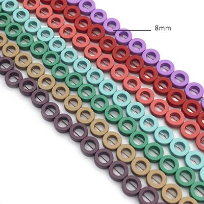 China DIY Jewelry Hand Making 2021 Multicolor Hematite Beads Circle Nomagnetic Beads Gold Sliver Plated 8mm Beads For Bracelet DIY Jewelry Making for sale