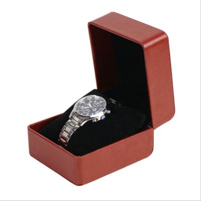 China Hot Sale High End Leather Watch Leather Display Clamshell Box Watch Packaging Box Watch Storage Box for sale