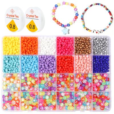 China DIY jewelry accessory 24 colors seed beads set box a full set of tools bracelet necklace tools kids diy girls play jewelry for sale