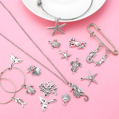 China DIY Jewelry Ocean Element Alloy Pendants Key Chains 10 30 Silver Classic Jewelry Accessories Necklace Components 90pcs Mixed Antique Loading for sale