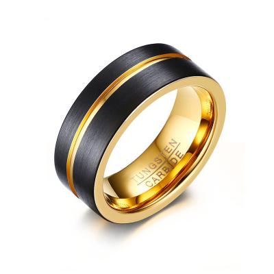 China Tungsten Carbide Ring Men High Grade Jewelry IP Black Gold Tungsten Carbide for sale