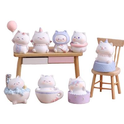 China Wholesale Cartoon Blind Box Handmade Cute Cat Children's Toys Mini Desktop Resin Crafts Birthday Gift for sale