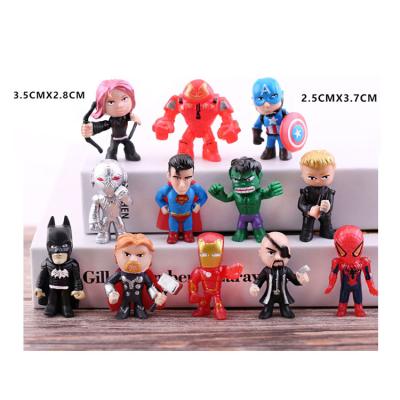 China Custom Folk Art Factory Wholesale Avengers 3D Figures PVC Super Heroes Series Movie Cartoon Toys Cake Topper for sale