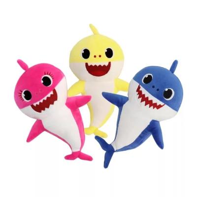 China Stuffed Plush Shark Toy 32cm LED Lighting Singing Shark Toys Stuffed Animals Music Toys Soft Gift Shark Baby Dolls for sale