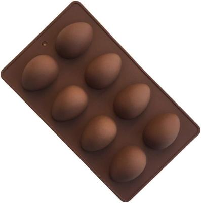 China Amosfun Disposable Easter Egg Silicone Molds 8-Cavity Easter Egg Candy Chocolate Mold Silicone Home Shaped Baking Tool For Peanut Butter C for sale