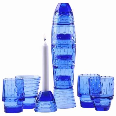 China Multi Function Sustainable Carp Shape Glass Drinking Set Including Glass Cup And Candlestick for sale