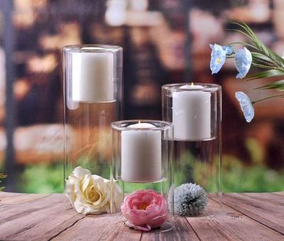 China Simple modern votive borosilicate glass candle holder glass hurricane for sale