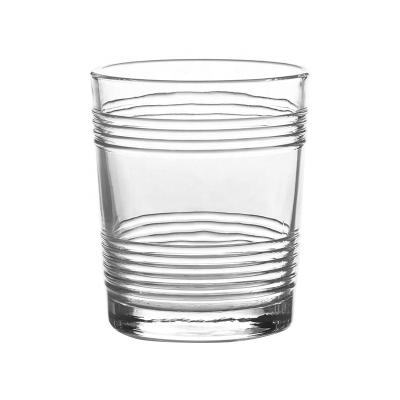 China Factory modern horizontal grain decorative glass cup tumbler for promotion for sale