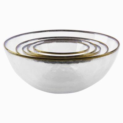 China Glass and viable bowl ice cream with golden hand drawing on the rim for sale