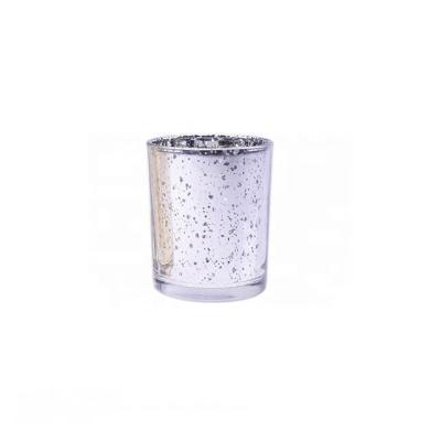 China Popular Rustic Silver Glass Candle Cup Empty Candle Jar Glass For Candle Making for sale