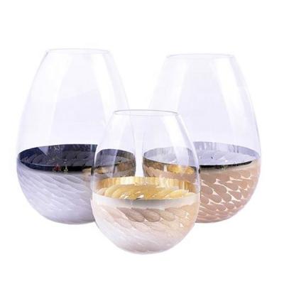 China CLASSIC Egg Shape Plating Flower Vase Titanium Glass Luxury Glass Vase for sale