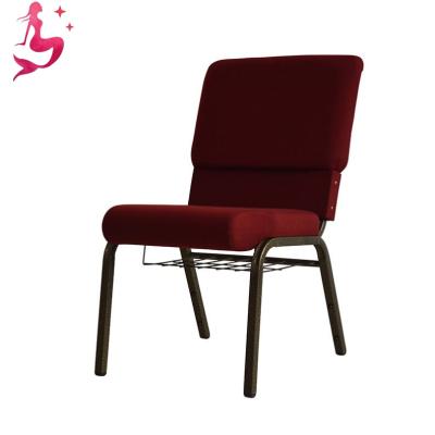 China Foshan Contemporary Hot Selling Back Pocket Wine Red Color Church Hall Chairs High Quality for sale