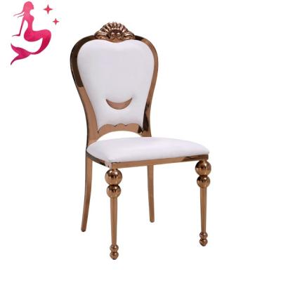 China Modern luxury new design dining set up gold stainless steel banquet patio chair for wedding and event for sale