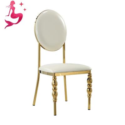 China New Modern Design Luxury Gold Metal Stainless Steel Frame Flower Carving Back Banquet Wedding Dining Chairs For Event for sale