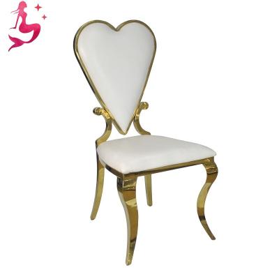 China Charming Modern Comfortable Wedding Gold Love Heart Back Stainless Steel Banquet Dining Chairs for sale