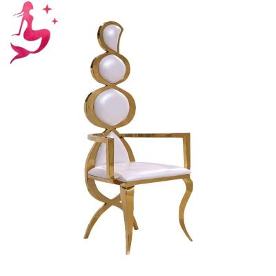 China Modern Elegant Luxury Hotel Banquet Gold Stainless Steel Wedding Catering High Back Chairs Modern for sale