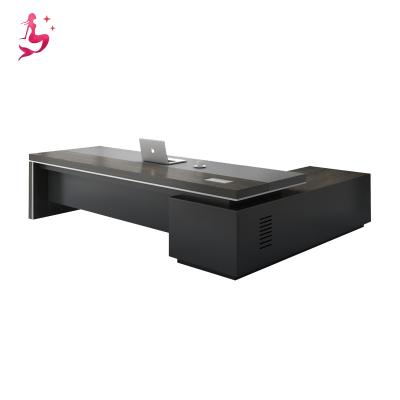 China Special Design Boss Office Gray Large Computer Desk High End Desk With Lockers for sale