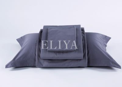 China Ropa de cama blanca de lujo determinada del hotel de Hemstitch 200TC de algodón de la cama gris clara del satén para los hoteles en venta