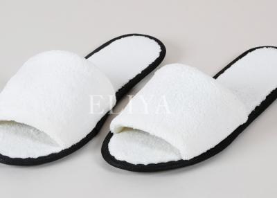 China Luxury Cotton Velvet Open Toe Disposable Hotel Slippers With 5mm EVA Sole Wholesale for sale