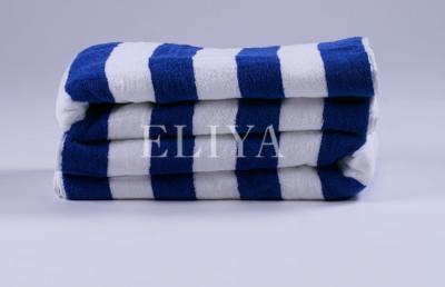 China Yarn-dyed Weave Hotel Beach Towels Sets Bule And White Comfortable For Sports for sale