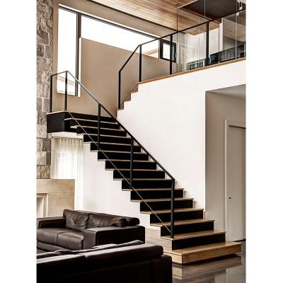 China Modern High Quality Prefab U Shape Modular Wood Stair Case Steel Enclosure System Mountain Stair Solid Wood Stair Structures Staircase Design for sale