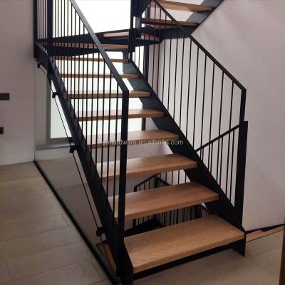 China GAOBO Modern Professional Factory GAOBO Steel Plate Steel Plate Double Staircase U Type Stringer Stair Fashion Wrought Iron Double Staircase for sale