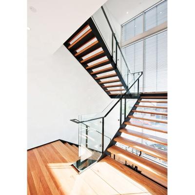 China Free Sample Modern Wood Tread Factory Direct Supplier Outdoor Cheapest Stair Deck Fencing Galvanized Stair Steel Staircase for sale