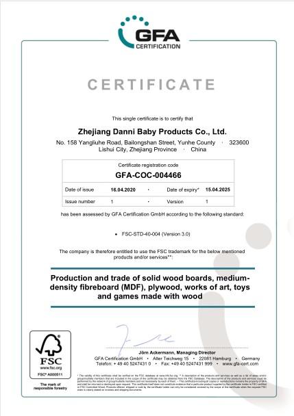 FSC - Zhejiang Danni Baby Products Co., Ltd.