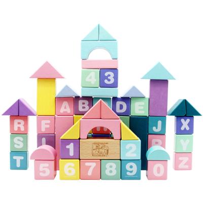 China Creative Wooden Toddler Kid Educational Wooden Building Blocks Toys Eco-friendly Material In Tub For Kids for sale