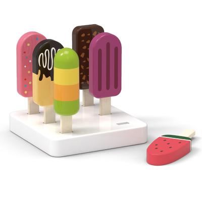 China Eco-friendly Material Wooden Ice Cream Pretend Toys For Kids Pretend Play for sale