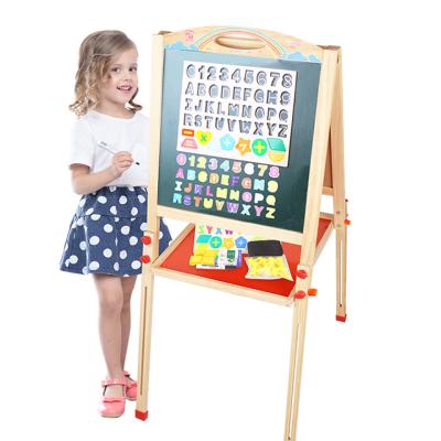 China DIY Paint Portable Multifunctional Wooden Easels Double Sided Adjustable Drawing Board For Kids Wooden Set for sale