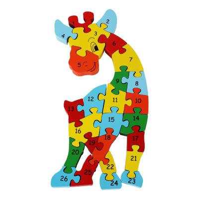 China High Quality Eco-friendly Material Animal Shaped Wooden Number Puzzle Number Puzzle for sale