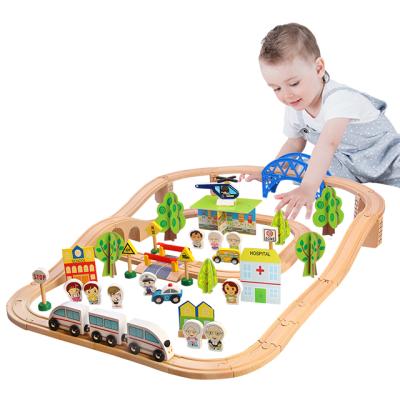 China 2020 Hot Sale Eco-friendly Material Educational Preschool Toy Wooden Magnetic Train Set For Children for sale