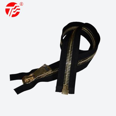 China Open End Ordinary Metal Zipper Teeth Yellow Gold Teeth Zippers No. 8 of automatic lock for clothing garment for sale