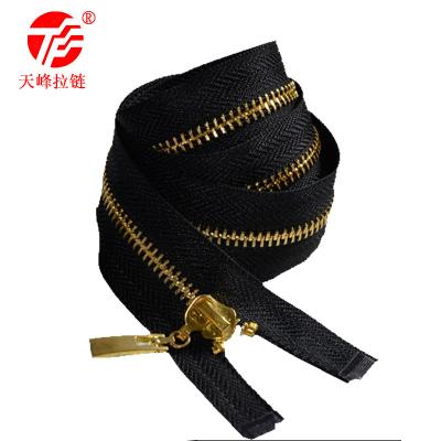 China Auto Lock Metal Zipper Gold Plating With Open End For Coat Down Jacket Zipper for sale