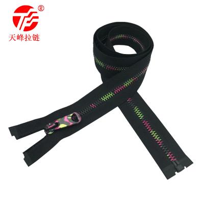 China Auto Lock Metal Open Zipper With Colorful Y Teeth 5# Long Chain Printed In Two Sides For Garment for sale