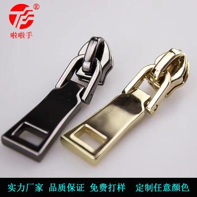 China Auto Lock Metal Zipper Puller 5# Silver Plated Suitable For Clothing Down Jacket Jacket Decorate Pull Head for sale