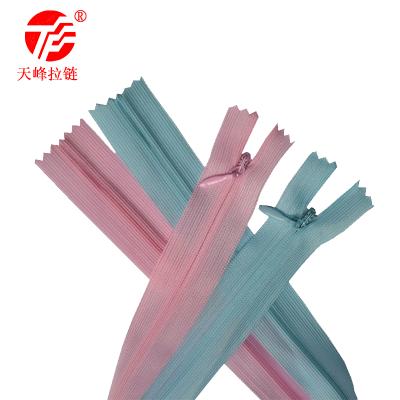 China Viable 3# Zipper Closed Nylon Dress Mesh Side Tail Zipper Invisible Textile Accessories for sale