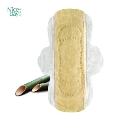 China Breathable Environmental Bamboo Fiber Sanitary Napkins Biodegradable Cotton Naturally Pads Bulk Hygiene Products for sale