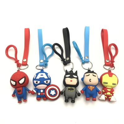 China Custom spiderman main chain doll hero doll anime rubber portable creative plastic pendant noise spiderman head chain for sale