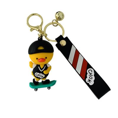 China Wholesale llaveros Silica Gel Ring Fashion Trend Car Ornament 3D Cartoon Duckling Skateboard Key Chain Creative Cute Female Pendant Key Chain Bag for sale