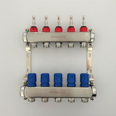 China 5 Loop/Port Underfloor Heating Manifolds With Adjustable Flow Meter for sale