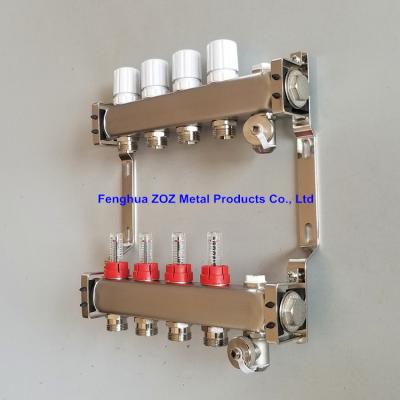 China ZZ18155 PEX Radiant Floor Heating Stainless Steel Manifold Set , Underfloor Heating Manifolds Stainless Steel Manifold for sale