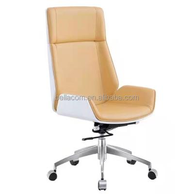 China (Size)Wholesale Artisan Bentwood Executive Office Adjustable Simple Modern Black Leather Chair for sale