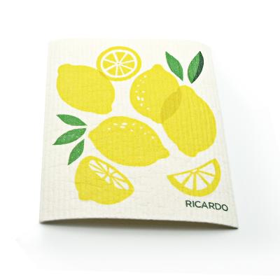 China Sustainable Eco - Friendly Household Cleaning Printed Cellulose Sponge Cloths for sale